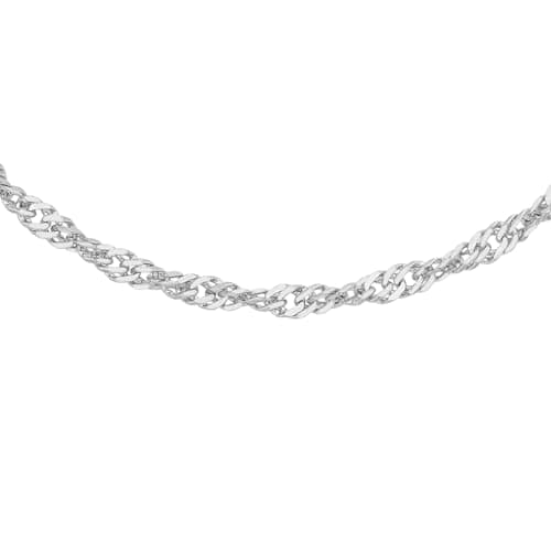 Image of CARISSIMA Women's 9 ct White Gold 1.2 mm Diamond Cut Twist Curb Chain Necklace of Length 41 cm/16 Inch