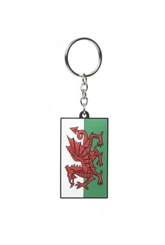 Image of Wales Flag Keyring Soft Silicone Key Fob Welsh Great Britain UK Country Keychain Keepsake Souvenir Gift Car Keys House Keys Ring Charm Jewelry Gift