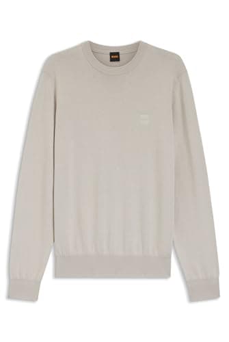Image of BOSS Mens Kanovano Crew Neck Jumper Long Sleeve Cotton Grey 070 L