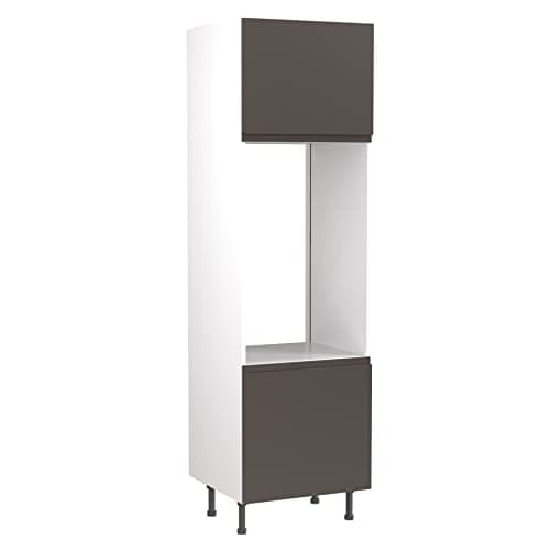Image of Kitchen Kit Flatpack Tall Unit - J-Pull Door - Screwless Quick Build Kitchen Cabinet - Oven (Double) Housing Unit - 600x2120mm - Graphite Matt