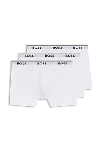 Image of BOSS Mens BoxerBr 3P Power Three-pack of stretch-cotton boxer briefs with logos White