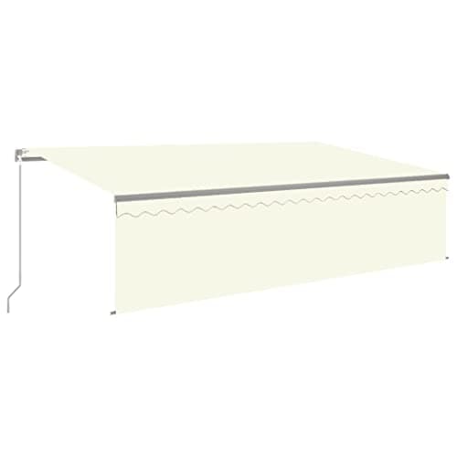 Image of vidaXL Manual Retractable Awning with Blind&LED Outdoor Living Door Awning Folding Arm Patio Garden Awning Manual Retractable 5x3m Cream