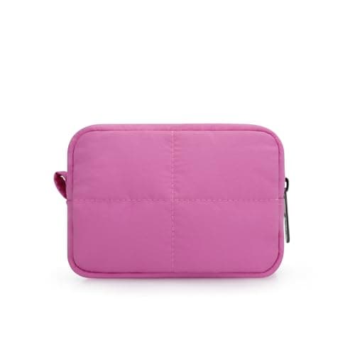 Image of DOB SECHS Waterproof Canvas Mini Travel Makeup Carrying Case Wash Bags Cosmetic Bag Portable Electronics Accessories Organizer Wash Gym Shaving Bag (#2517-Rose, Small)