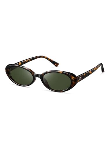 Image of kimorn Oval Sunglasses for Women Men Fashion Small Oval Sun glasses 90s Vintage Shades (Tortoiseshell/Green)