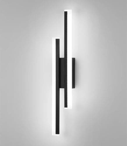 Image of DELIPOP LED Wall Lights Indoor, 16W Black Acrylic Modern Wall Lamp, 6500K Cool White Long Wall Sconce Lights for Living Room Dining Room Bathroom Corridor Hallway