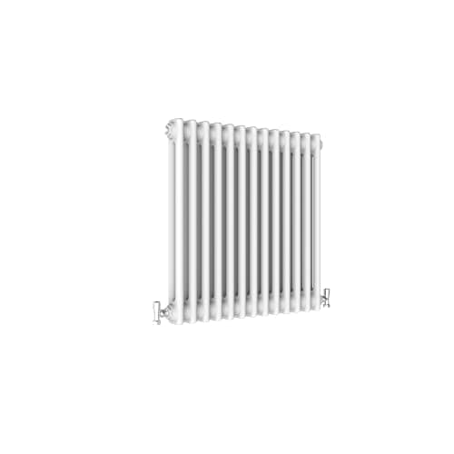 Image of White Radiator Traditional 2 Column Radiator Horizontal Radiators Cast Iron Style 600x605mm Central Heating Interior Design