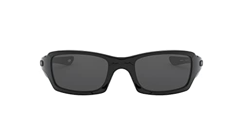 Image of Oakley Men's Fives Rectangular Sunglasses, Polished Black/Grey, 54 UK