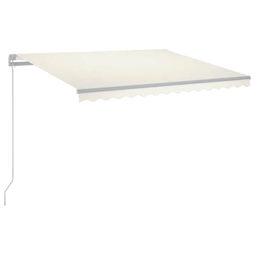 Image of vidaXL Cream Manual Retractable Awning 300x250 cm - Aluminium Patio Sun Shade with Solar LED Lights for Garden/Deck