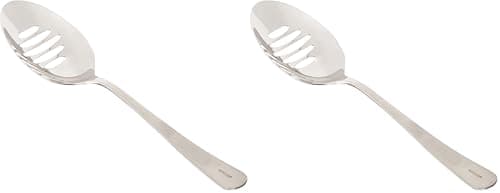 Image of Mercer Culinary 18-8 Stainless Steel Plating Spoon with Slotted Bowl, 9-Inch, Silver (Pack of 2)