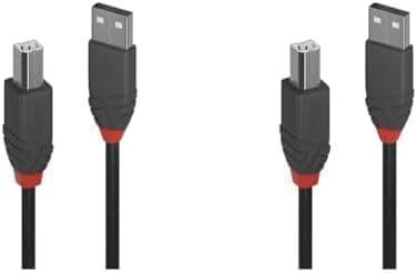 Image of LINDY 36671 0.5m USB 2.0 Type A to B Cable, Anthra Line, Black (Pack of 2)