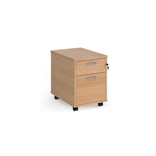 Image of Mr Office Mobile 2 drawer pedestal with silver handles 600mm deep, Beech
