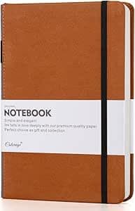 Image of Indeme A5 Notebook - Classic notebook A5 with Faux Leather Cover, Lined, Thick Journal Notebook with 192 Pages, Brown, 8.4 x 5.7 inch, Pen Holder, Bookmark, Back Pocket, Banded