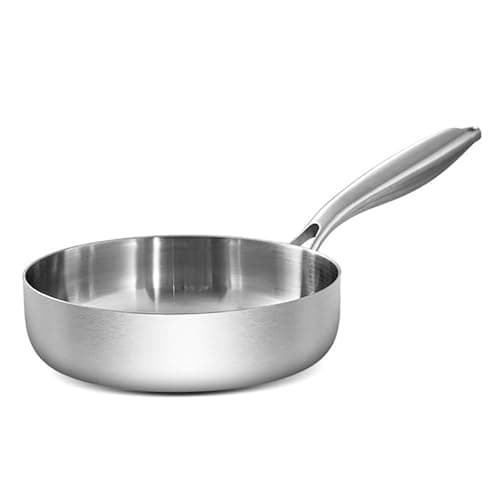 Image of GiHaood 28cm Stainless Steel Frying Pan, Deep Non-Stick Wok, Tri-Ply Cooking Pan for Induction, Gas, Electric & Ceramic Cooktops, Professional Cookware with Even Heat Distribution