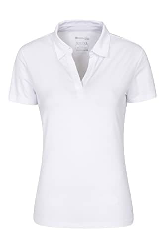 Image of Mountain Warehouse Womens UV Polo - UV Protection Ladies T-Shirt, V Neck Top, Lightweight Tee Shirt - for Spring Summer Running, Hiking & Outdoors White Women's Size 10