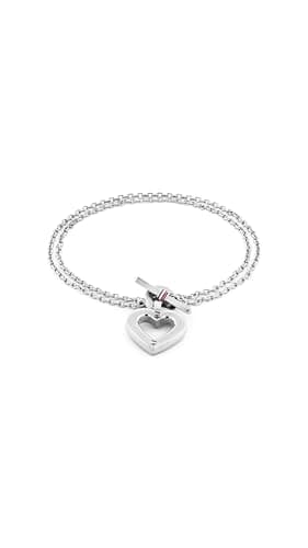 Image of Tommy Hilfiger Jewelry Women's Doble Chain Bracelet in Stainless Steel with a Heart Charm - 2780969