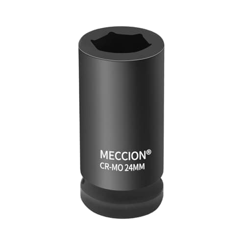 Image of Meccion 3/4 Inch Drive Impact Socket 24mm Heavy Duty Cr-Mo 6 Point Deep Socket, 80mm Length