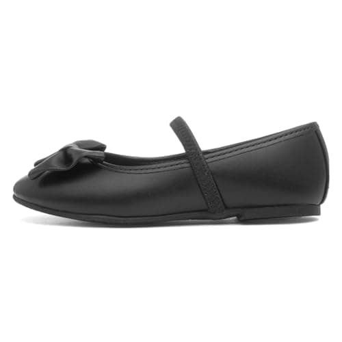 Image of Walkright Lacyann Girls Black Bow Ballerina Shoe - Size 1 UK - Black