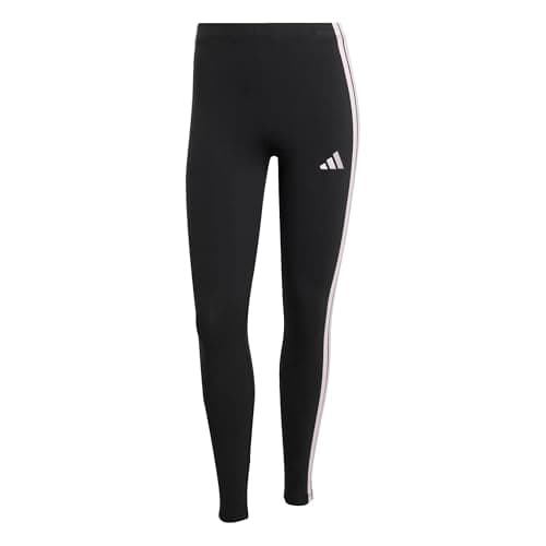 Image of adidas Women's Essentials 3-Stripes Cotton Leggings, Black/Clear Pink, XS