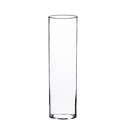 Image of Lucenté Home Collection XL Large Giant Clear Glass Cylinder Vase 60cm (H) x 18.5cm Dia - Quality Handmade Craftmanship.