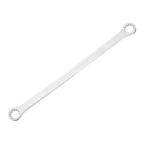 Image of sourcing map Double Head Box End Wrench 20 x 21mm 45# Steel Nickel Plating 0 Degree Offset Extra Long Box End Spanner Hand Tool with 12 Tooth for Automotive Repair Maintenance Mechanical