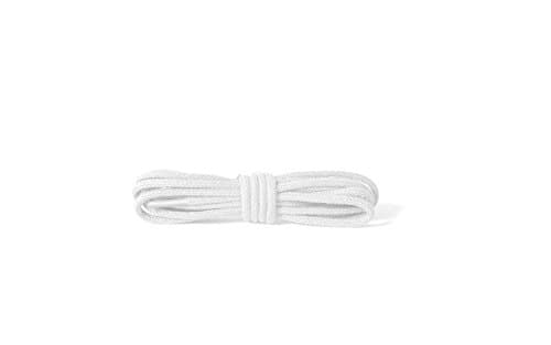 Image of Kaps Round Thin Laces, quality 2mm wide 100% cotton shoe laces for casual and fashion footwear, made in Europe, 1 pair (90 cm - 36 inch - 5 to 6 eyelet pairs / 01 - white)