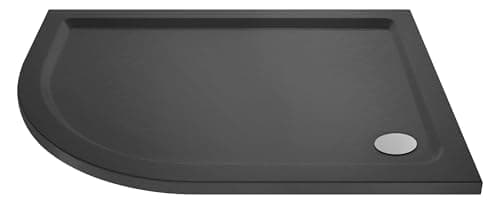 Image of Balterley 1000 x 800 mm Offset Quadrant Shower Tray Left Hand, Slimline Shower Trays, Durable Stone Resin Base Trays for Bathroom Enclosure Cubicle, Tray for Wetroom Showers (Slate Grey)