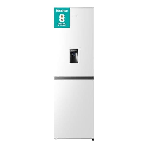 Image of Hisense RB327N4WWE 55cm Freestanding 50/50 Fridge Freezer - 251 litre capacity - Total No Frost - Non-plumbed Water Dispenser - White - E Rated, H182.4 x W55 x D55.7 (cm)