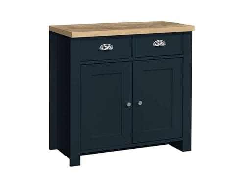 Image of Birlea Highgate 2 Door 2 Drawer Sideboard Navy Blue & Oak Effect