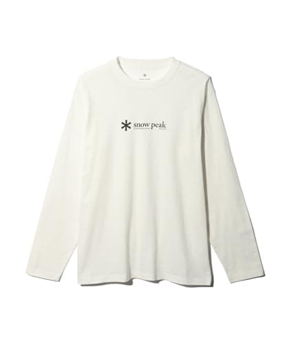 Image of Snow Peak Soft Cotton Logo Long Sleeve T-Shirt White (UK, Alpha, M, Regular, Regular, White)
