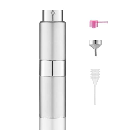 Image of Toureal 20ml Travel Perfume Atomiser Refillable - Mini Aftershave Spray Bottle - Small Glass Fragrance Atomizer for Women - Portable Empty Cologne Refill Pump Dispenser for Men Silver