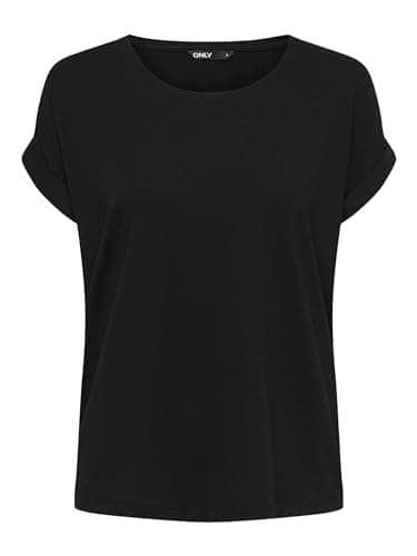 Image of ONLY Women's Onlmoster S/s O-Neck Top Noos JRS T-Shirt, Black (Black Detail: Solid Black), 10 (Size: Small)