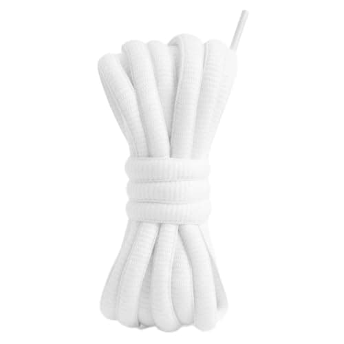 Image of Smart Laces 120cm /47” White Round Oval Sports Shoe Laces, look great in Trainers for Tennis Sports Basketball Football boots Athletics Runners Sneaker & Trainer Half Round Shoelaces