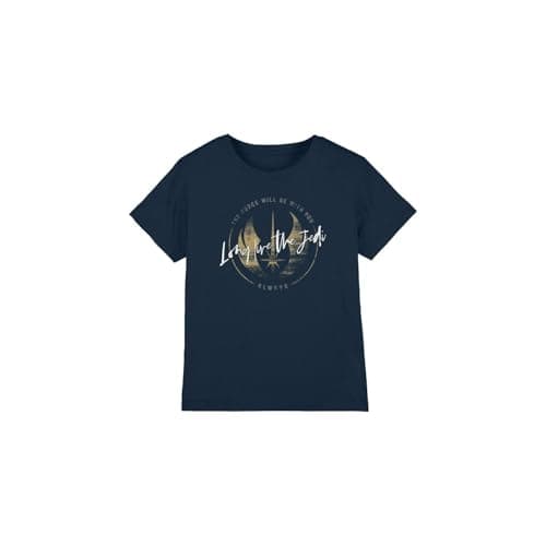 Image of Obi-Wan Kenobi Boys Obiwan Long Live The Jedi Unisex Kids T-Shirt, Navy, 7-8 Years UK