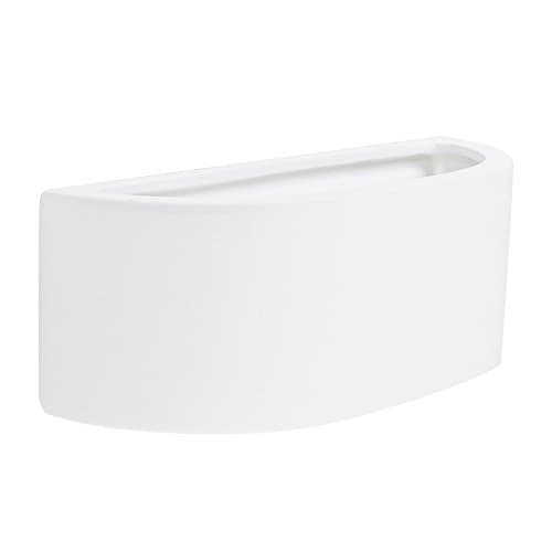 Image of Modern White Ceramic Planter Style Flush Wall Lamp With Light Filtering Uplighter Design -- Paintable