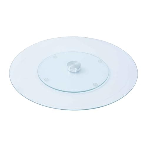 Image of 35cm Glass Lazy Susan Turntable with Rotating Design, Non-Slip Base, Round Rotating Serving Tray for Dining Table, Parties, Centrepiece Display, Kitchen Organiser (Glass)