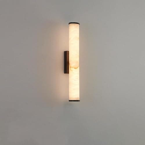 Image of BCLYERBJ Wall Light Sconce Spanish Natural Marble Wall Sconces Strip Alabaster Wall Lighting All Copper Indoor Sconce Wall Lamps for Bedroom Staircase Living Room Corridor(Dark,Small)