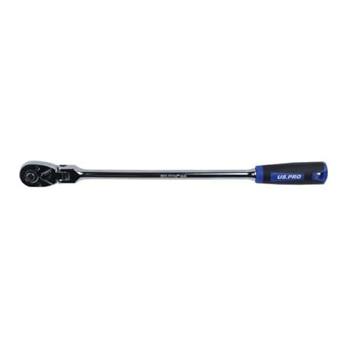 Image of US PRO Tools 1/4" Drive Extra Long 305mm 72T Flexible Head Ratchet TPR Grip 4240
