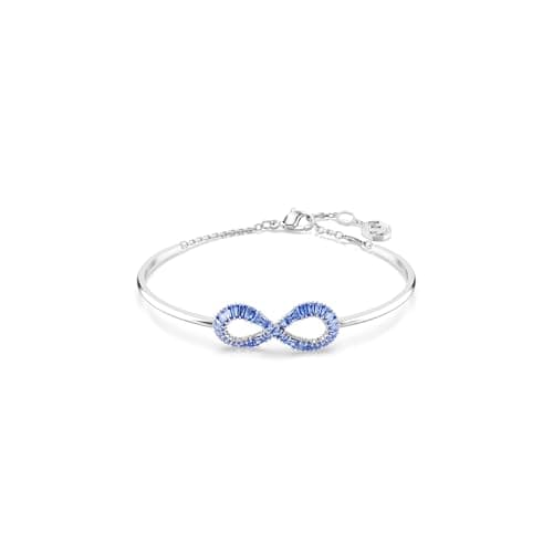 Image of Swarovski Hyperbola Bangle Bracelet, Infinity Symbol with Blue Crystals in a Rhodium-Finished Setting, Part of the Hyperbola Collection