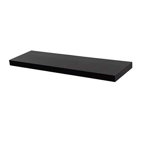 Image of Harbour Housewares Modern Floating Wall Shelf - 80cm - Black - Photo Gallery Bookshelf Wall Shelves for Living Room Display, Bedroom, Office Storage