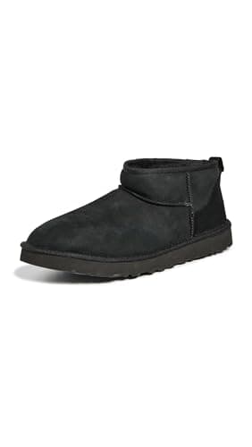 Image of UGG Mens Classic Ultra Mini Suede Black Boots 10 UK