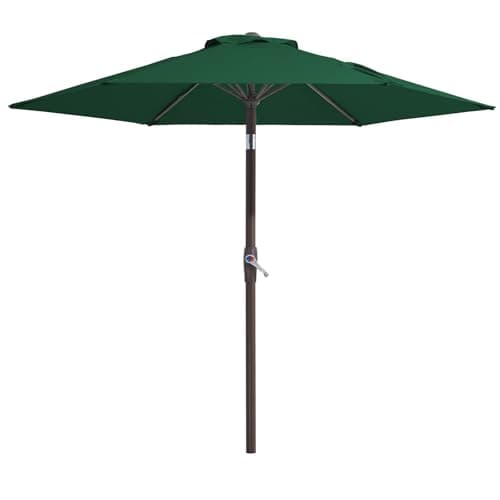 Image of Palawano 2.26m Garden Parasol, Patio Umbrella with Push Button Tilt & Crank System, UPF50+ UV Protection Outdoor Sun Shade for Garden, Patio, Deck, Backyard & Pool, Dark Green