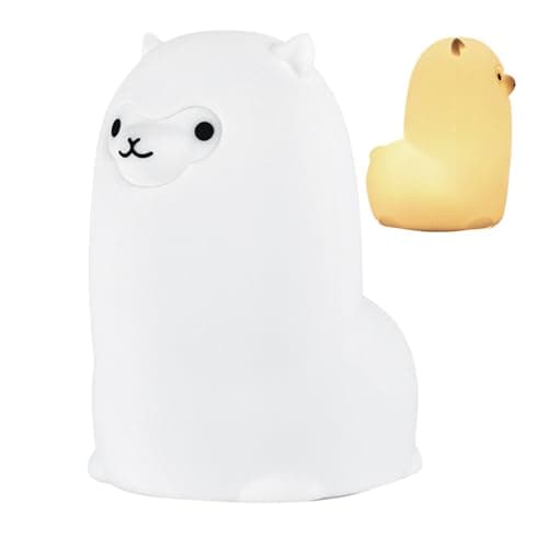 Image of Cute Cartoon Silicone Llama - 8.5x10.3x13cm Product Dimensions, Soft Bedside Lamp, Eye Protection Lighting | Ambient Warm Environment Childrens Room Sleep Assistant Charming Decor