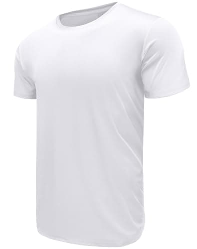 Image of T Shirts for Men, Moisture Wicking Dry-Fit Short Sleeve T-Shirts, Athletic Running Gym Workout Sports Tee Tops White-2XL