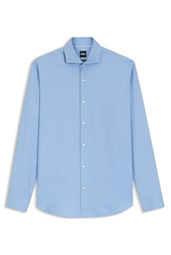 Image of BOSS Mens H-JOE-spread-C1-222 Easy-Iron Regular-fit Shirt in Stretch Cotton