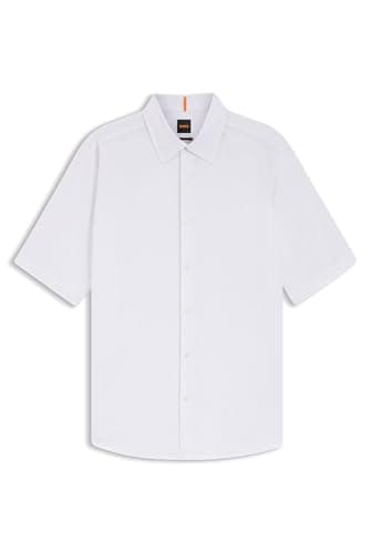 Image of BOSS Mens Rash 2 Regular-fit Shirt in Soft-Washed Oxford Cotton White