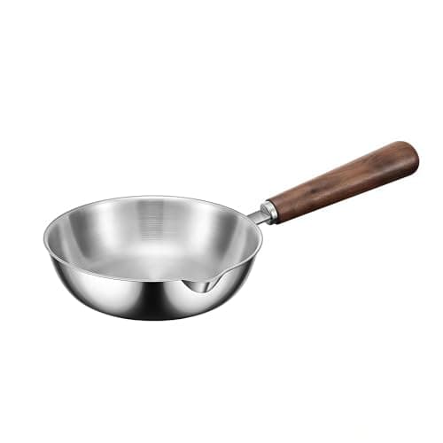Image of IMEEA 5.5inch/14cm Egg Pan Small Frying Pan Stainless Steel Omelet Pans Mini Cooking Pans with Wooden Handle
