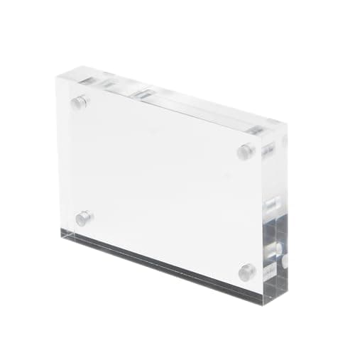 Image of Deflecto 15mm Magnetic Double Sided Display Block Photo Frame, Clear, Transparent, Picture Display, Business Card Size (95 x 65 x 95mm)