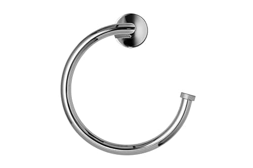 Image of Croydex Chrome Wall Mounted Towel Ring Holder, Flexi-Fix - Knightsbridge, Chrome Plated Finish, Universal 'X' Plate, Ideal Towel Rail and Holder, Perfect Bathroom Accessories