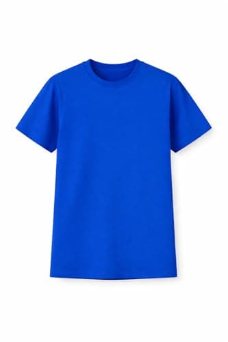 Image of Style Lockers Kids Plain T-Shirt Boys Cotton Crew Neck Short Sleeve School PE Casual Basic Tee Top Royal Blue 7-8 Years