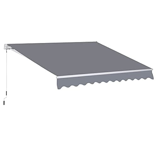 Image of Outsunny 3 x 2.5m Garden Patio Manual Awning, Retractable Canopy Sun Shade Shelter with Fittings and Crank Handle, Grey